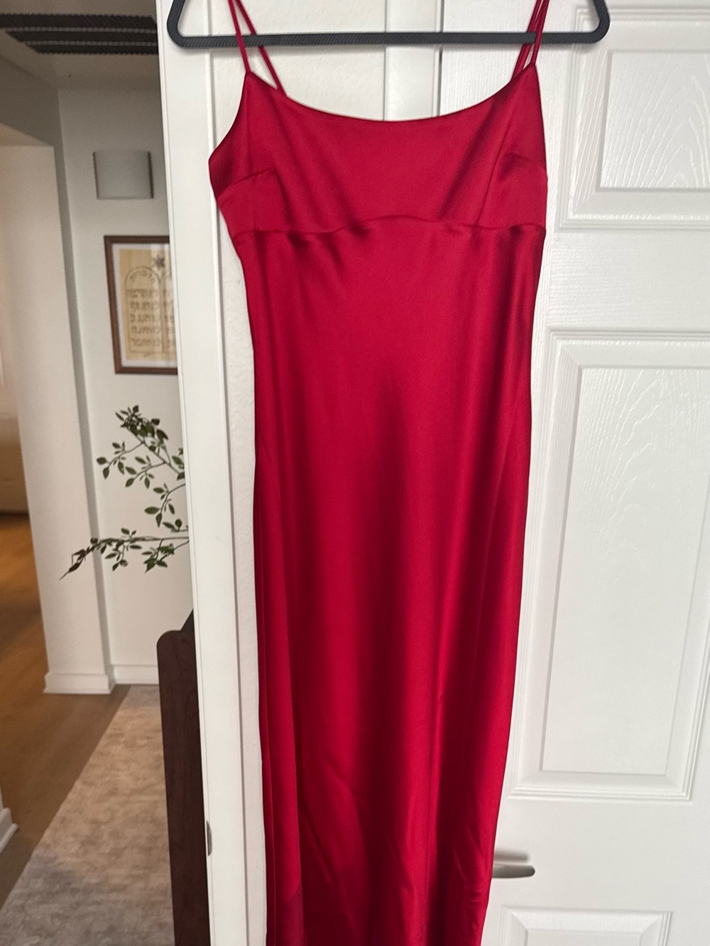 Dynamite Red Satin Midi Slip Dress